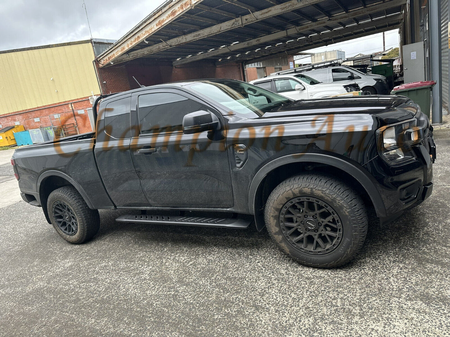 Black Steel Side Steps For Next Gen Ford RANGER SUPER CAB 2022-2024 (Shark Bar)
