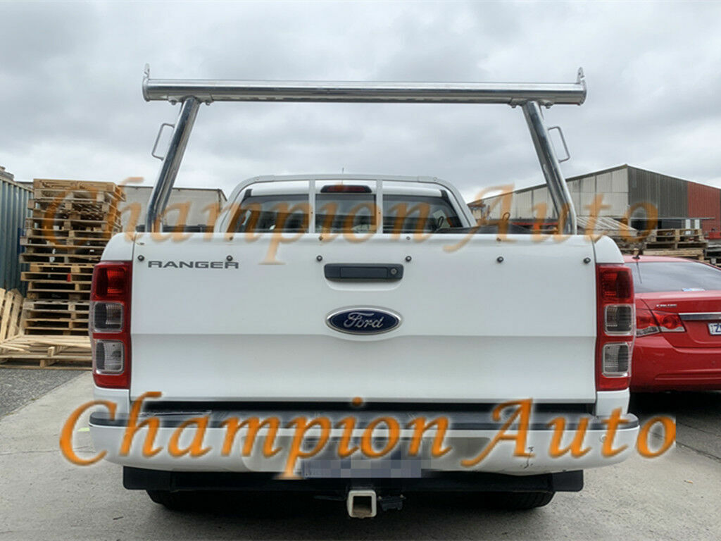 Polished Silver Alloy Ladder Rack + Extension Bar for Ford Ranger 2012-2021