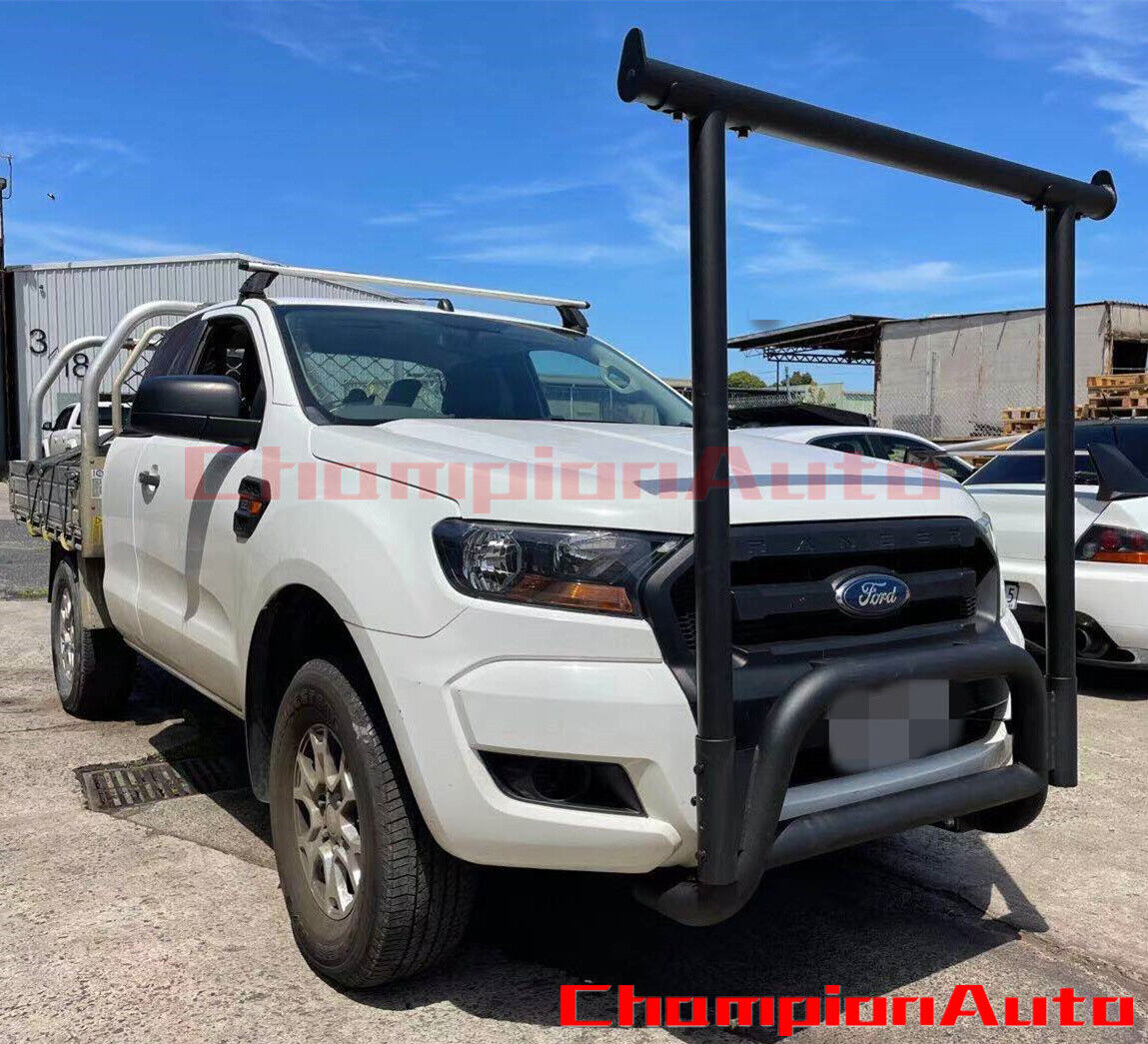 BLACK Nudge Bar with Front H Rack For Ford Ranger 2012-2022