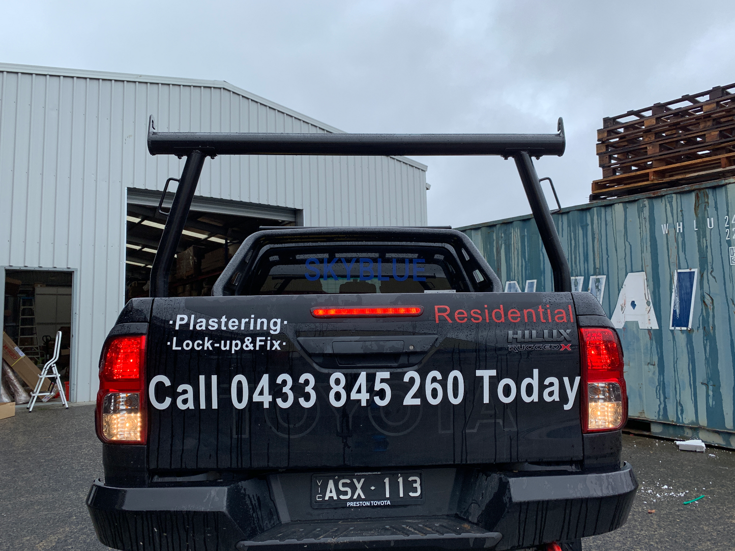 3'' Aluminium Ladder Rack fit Toyota Hilux 2015-2024 TUB BLACK