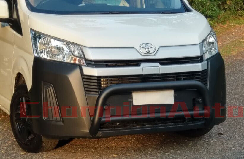 Matt Black Steel Nudge Bar For the New Shape Toyota Hiace LWB 05/2019- 2024