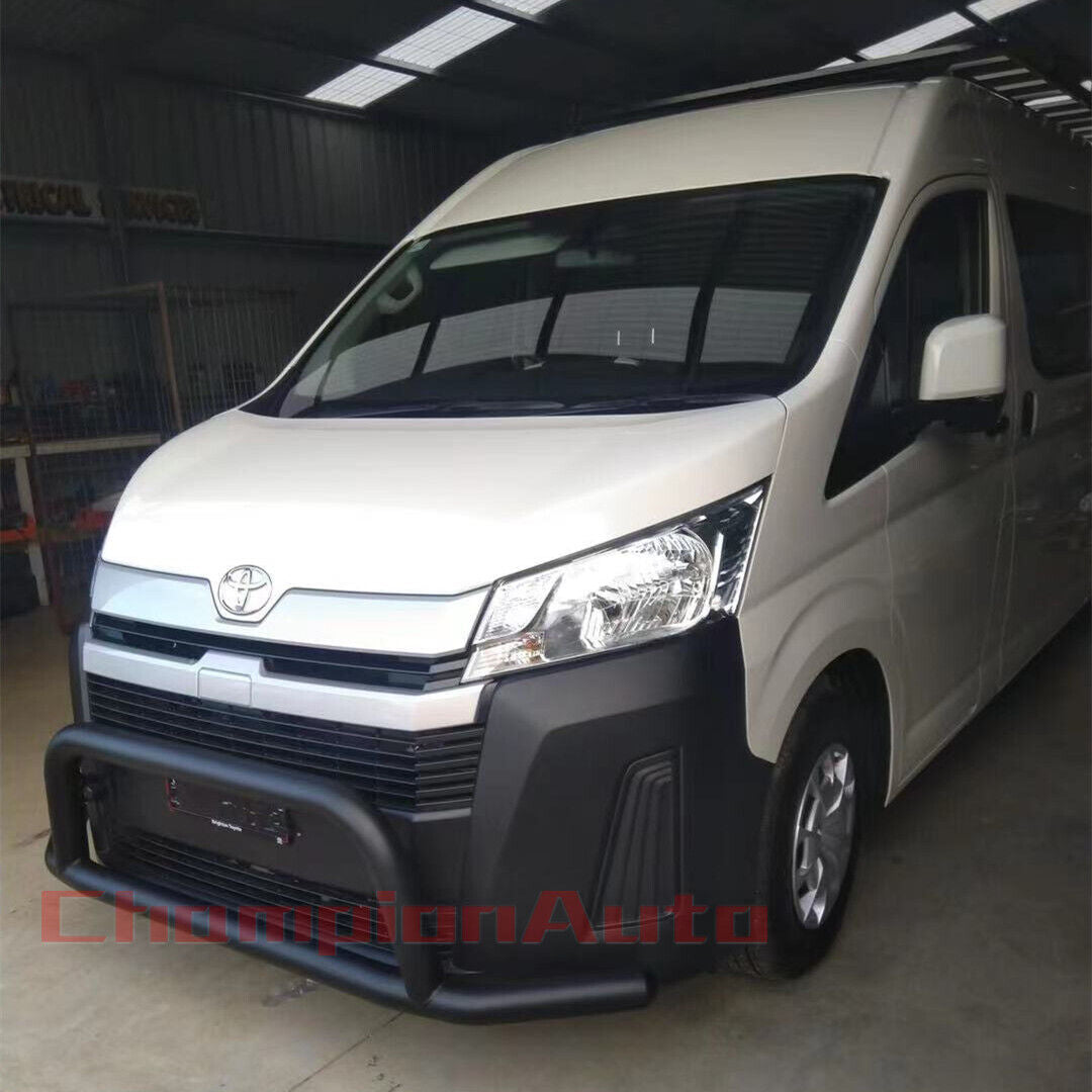 WIDE Matt Black Steel Nudge Bar For the New Toyota Hiace SLWB 05/2019- 2024