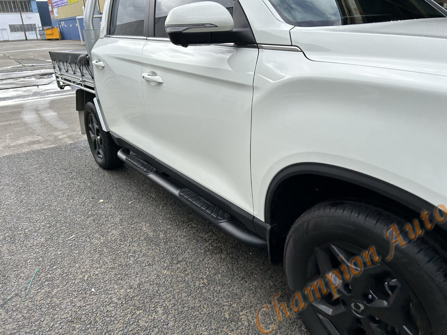 Black Steel Nudge Bar and Side Steps for SsangYong Musso Dual Cab 2018 - 2024