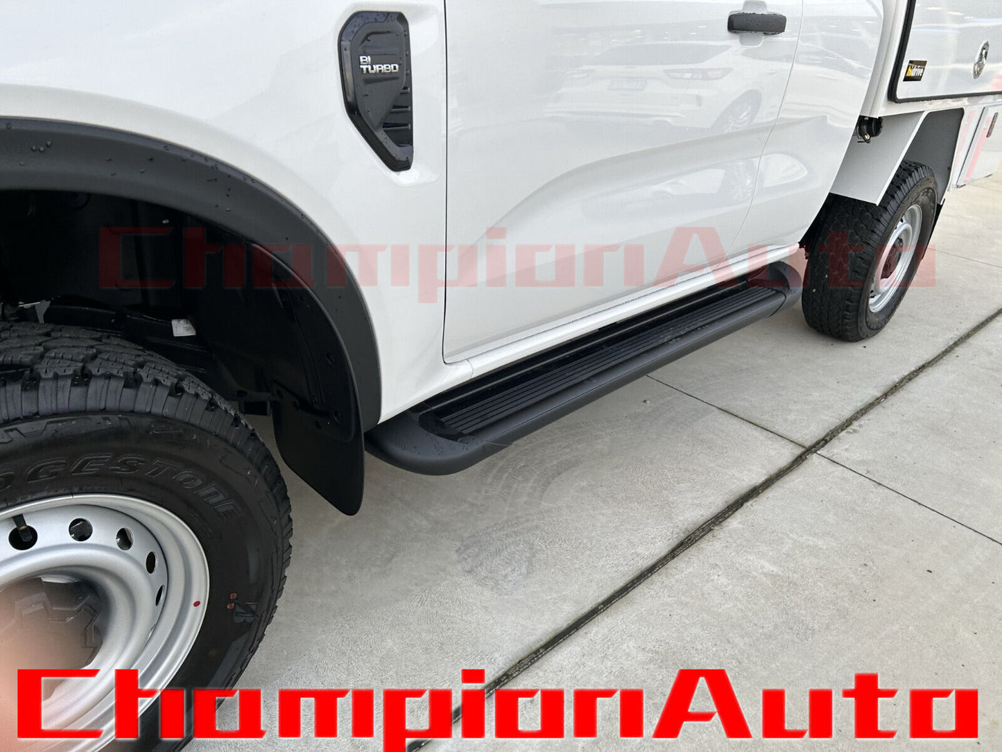 A PAIR Black Side Steps For NEXT GEN Ford Ranger Space Cab 2022-2024 (CBB)