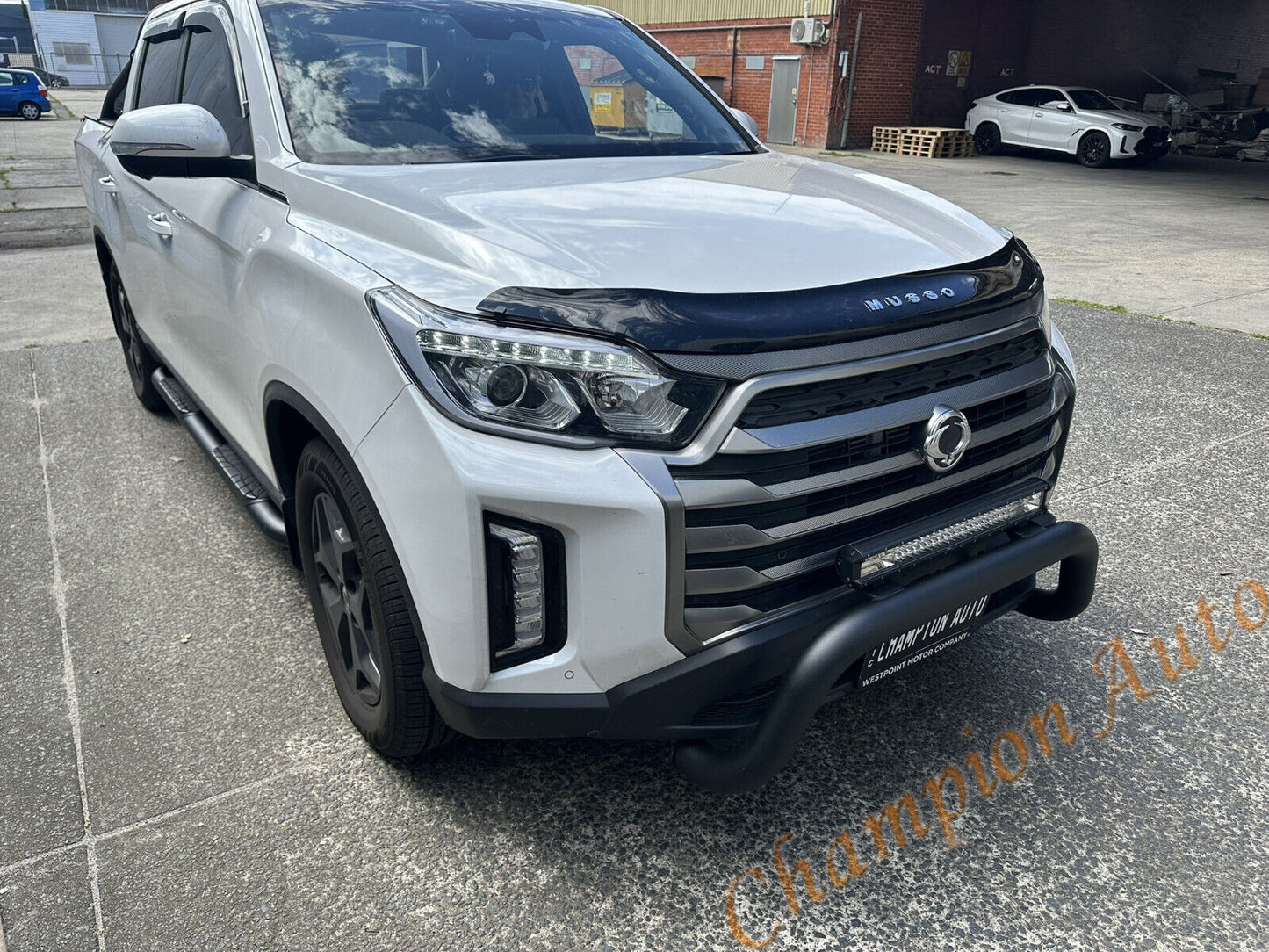 Black Steel Nudge Bar and Side Steps for SsangYong Musso Dual Cab 2018 - 2024