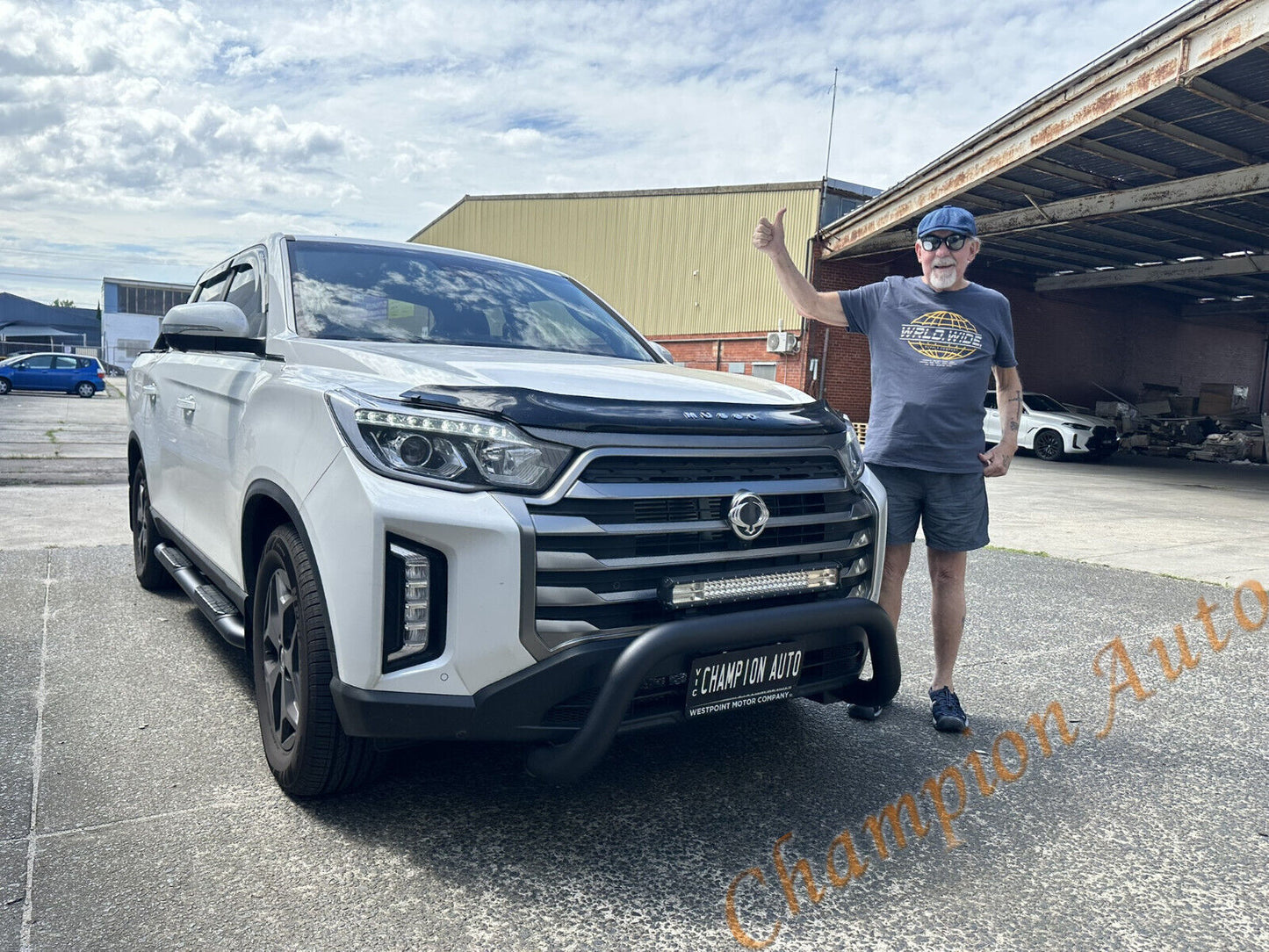 Black Steel Nudge Bar and Side Steps for SsangYong Musso Dual Cab 2018 - 2024