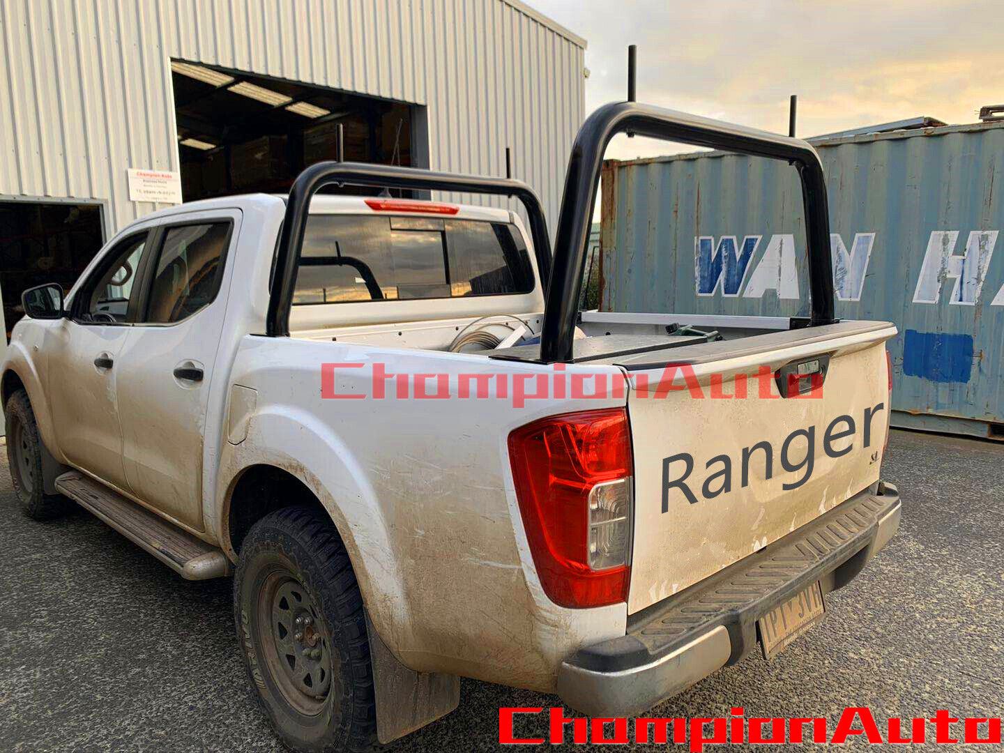 2 X 3" Black Powder Coated ladder racks for Ford Ranger Dual Cab 2012-2021
