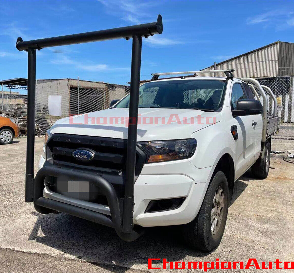 BLACK Nudge Bar with Front H Rack For Ford Ranger 2012-2022