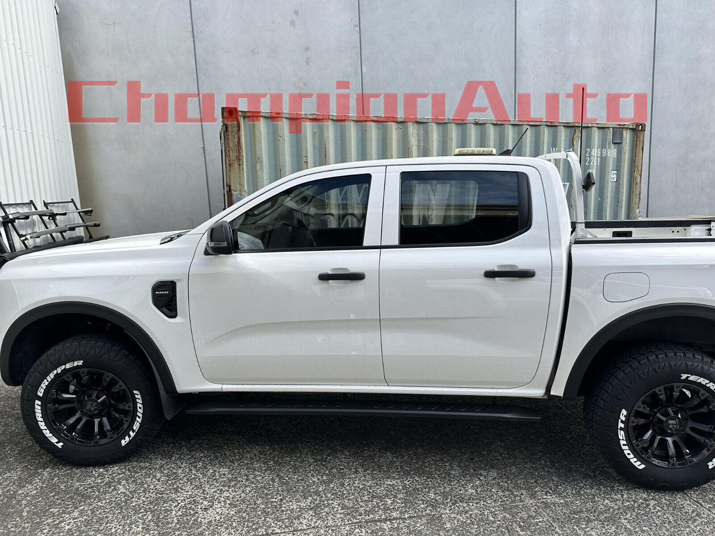 Black Steel Side Steps For Next Gen Ford RANGER Dual CAB 2022-2024 (Shark Bar)