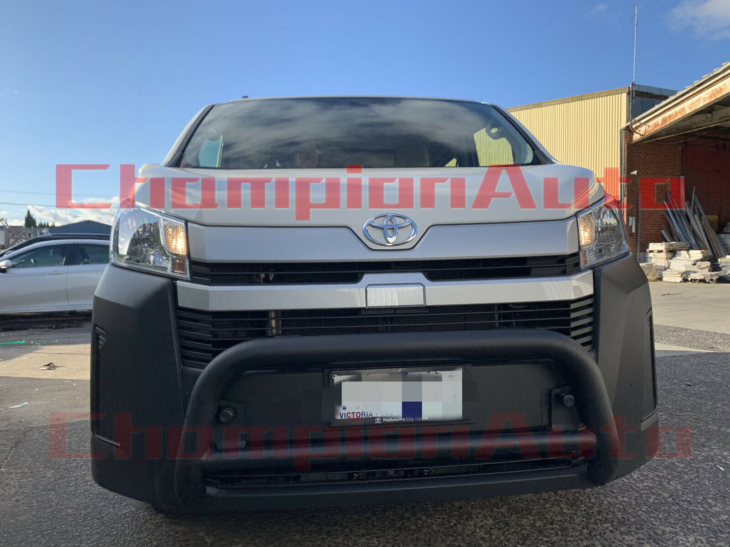 Matt Black Steel Nudge Bar For the New Shape Toyota Hiace SLWB 05/2019- 2024