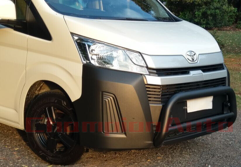 Matt Black Steel Nudge Bar For the New Shape Toyota Hiace LWB 05/2019- 2024