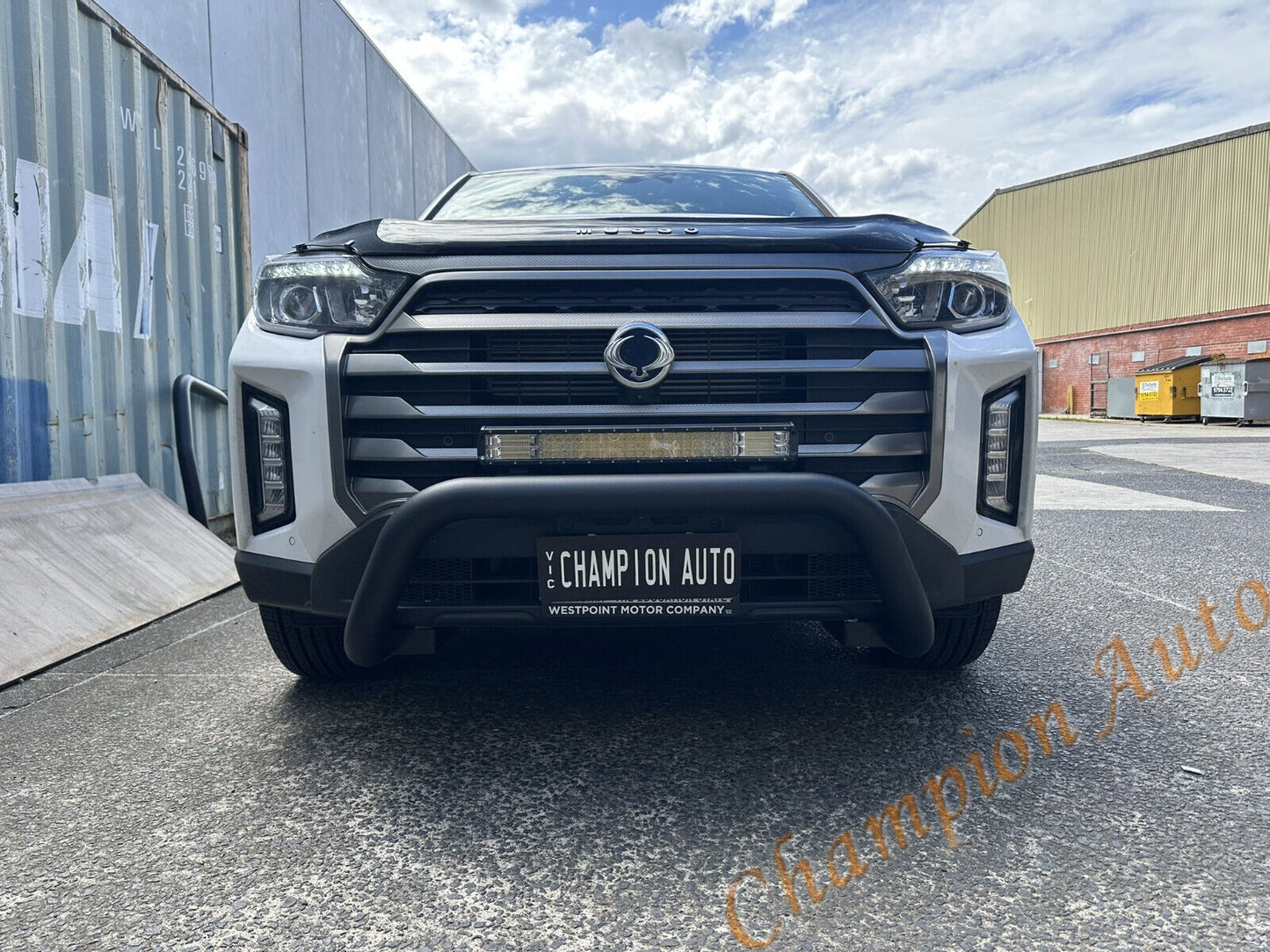 Black Steel Nudge Bar and Side Steps for SsangYong Musso Dual Cab 2018 - 2024