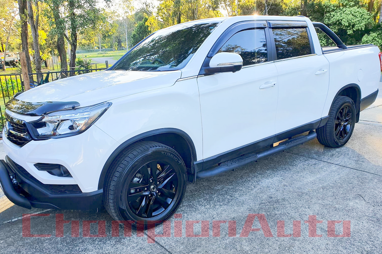 Black Steel Heavy Duty Side Steps for SsangYong Musso Dual Cab 2018 - 2024