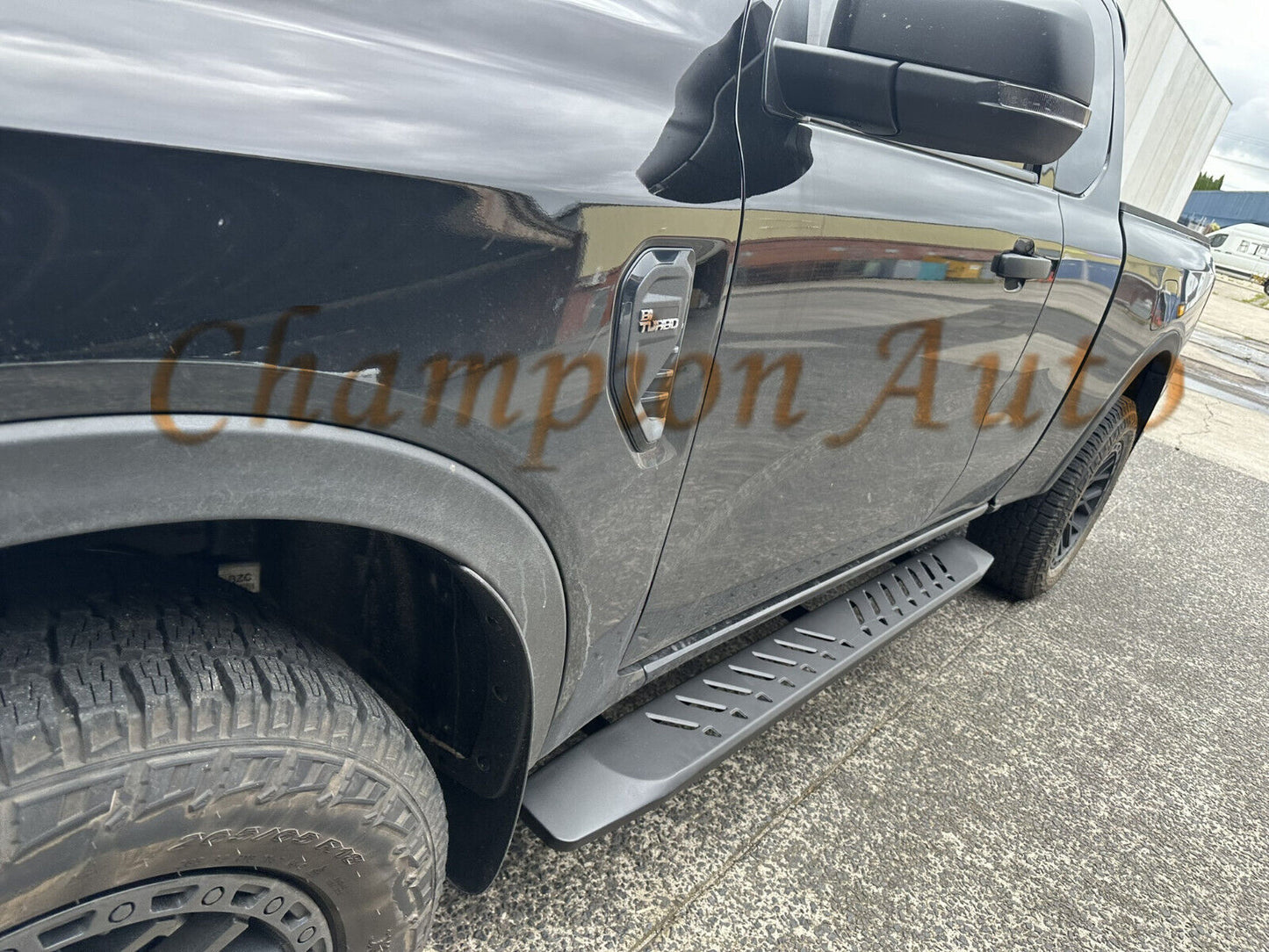 Black Steel Side Steps For Next Gen Ford RANGER SUPER CAB 2022-2024 (Shark Bar)