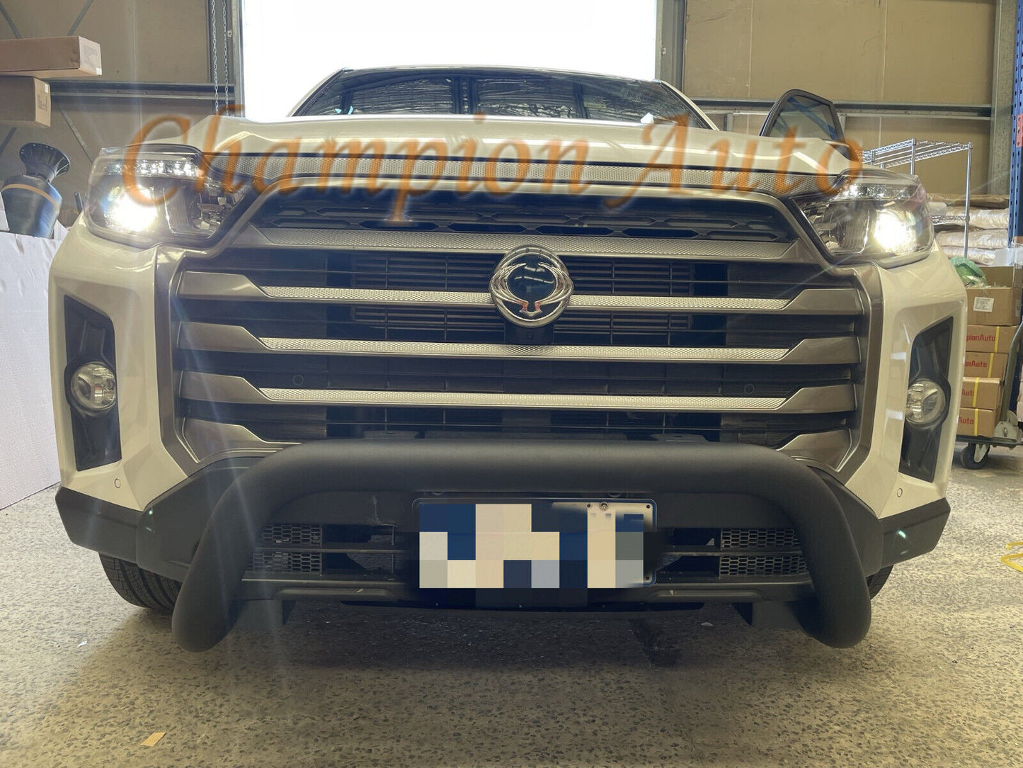 Black Steel Nudge Bar SSANGYONG MUSSO FaceLift (sensor compatible) 2021-2024