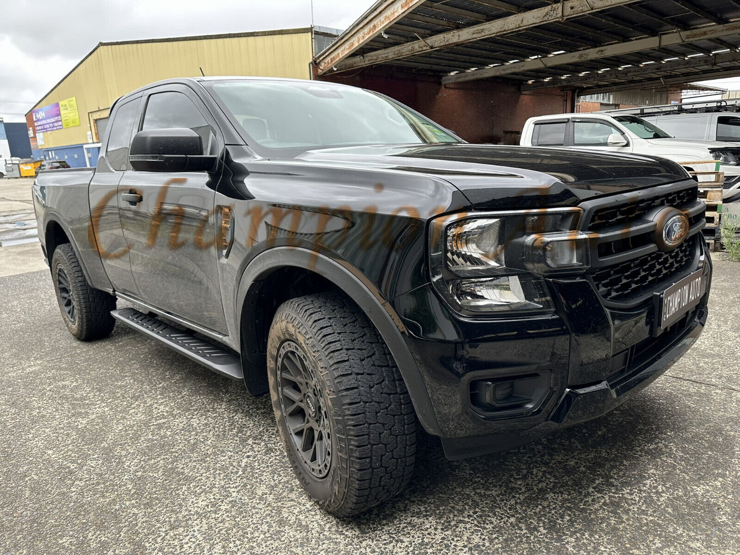 Black Steel Side Steps For Next Gen Ford RANGER SUPER CAB 2022-2024 (Shark Bar)