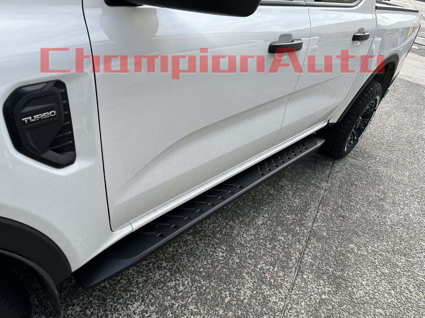 Black Steel Side Steps For Next Gen Ford RANGER Dual CAB 2022-2024 (Shark Bar)