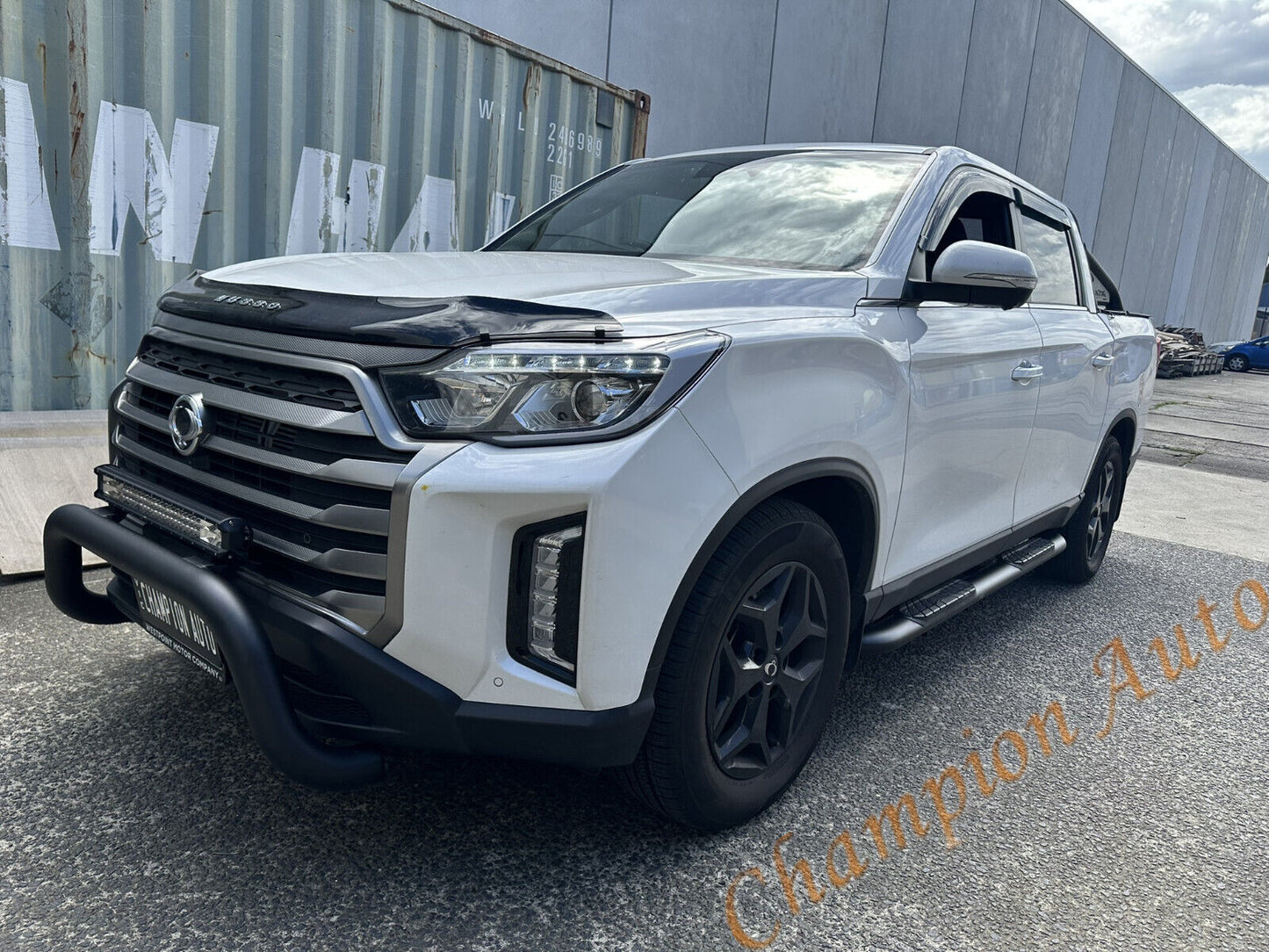 Black Steel Nudge Bar and Side Steps for SsangYong Musso Dual Cab 2018 - 2024