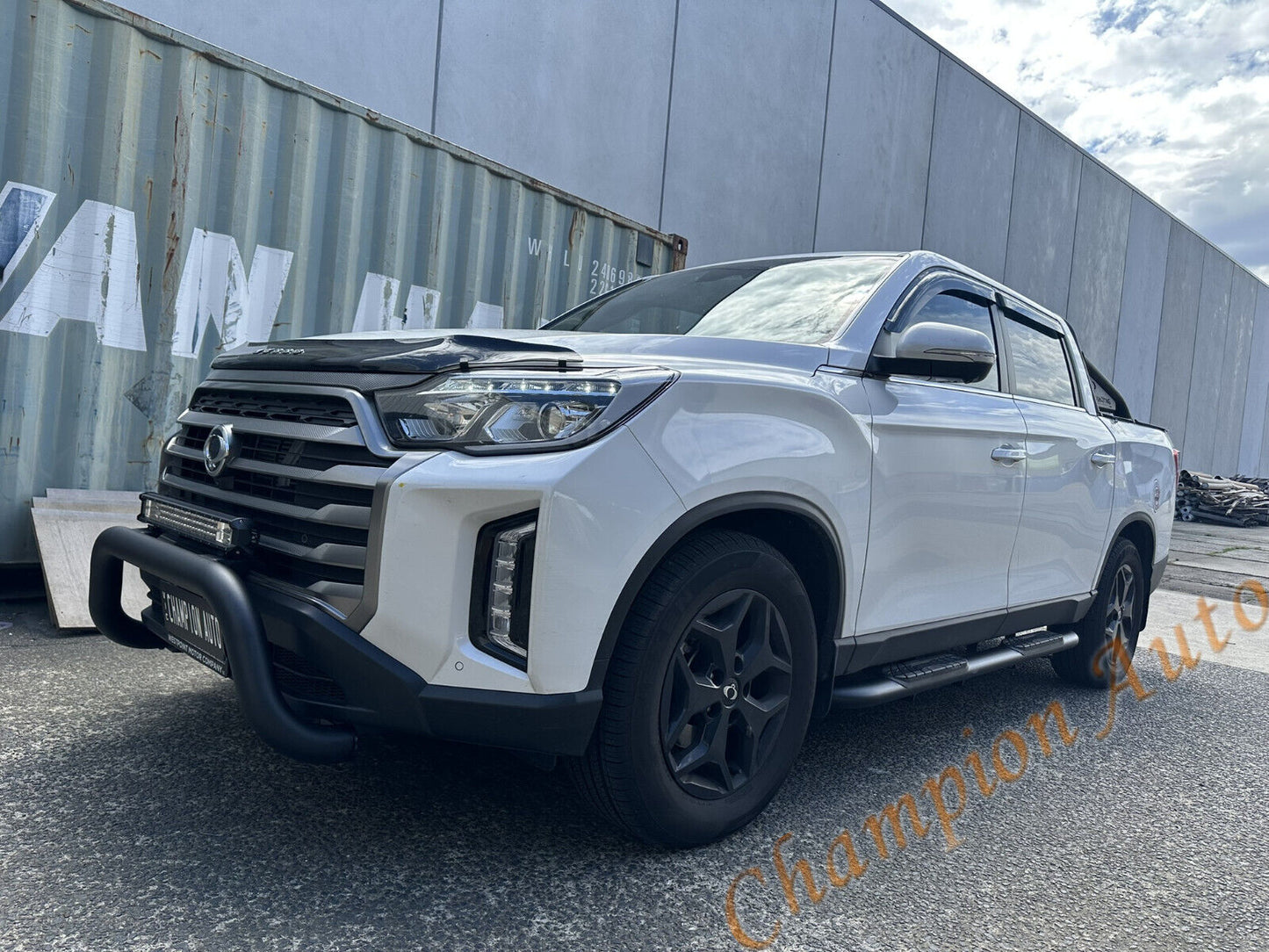 Black Steel Nudge Bar and Side Steps for SsangYong Musso Dual Cab 2018 - 2024