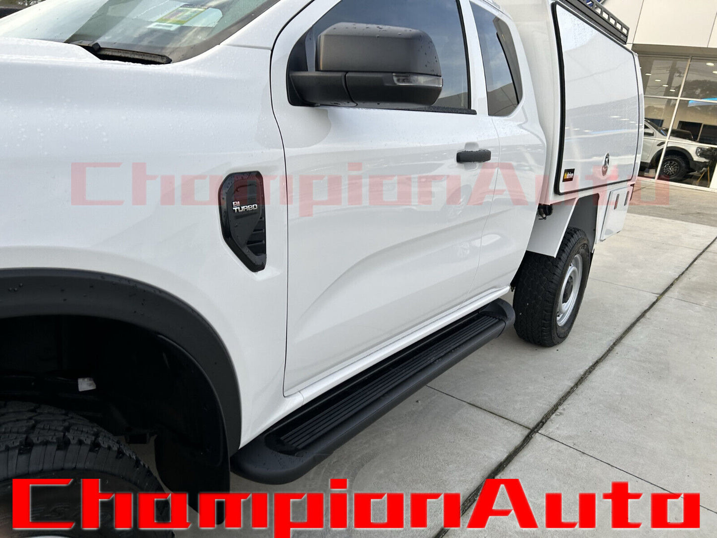 A PAIR Black Side Steps For NEXT GEN Ford Ranger Space Cab 2022-2024 (CBB)