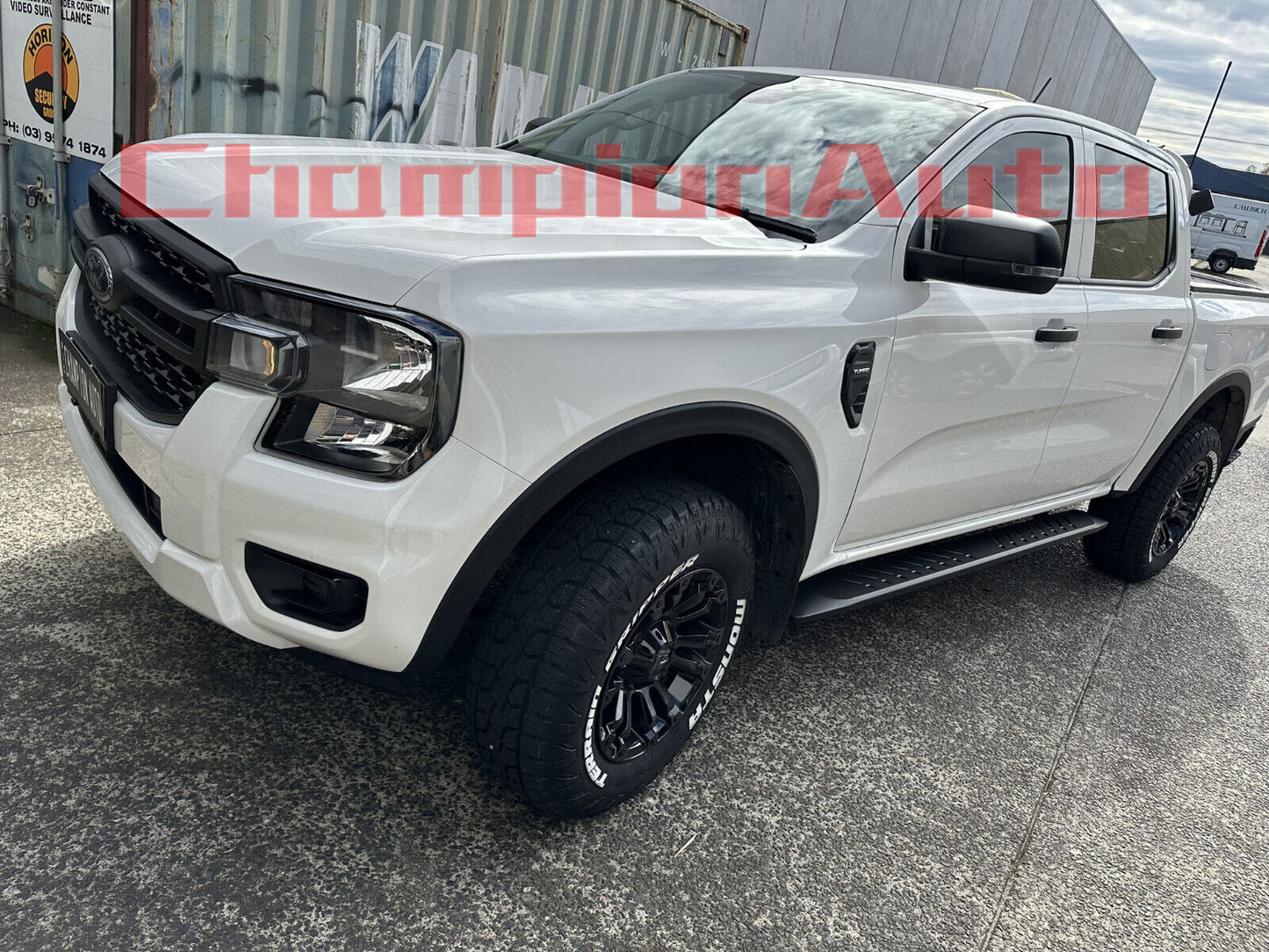 Black Steel Side Steps For Next Gen Ford RANGER Dual CAB 2022-2024 (Shark Bar)