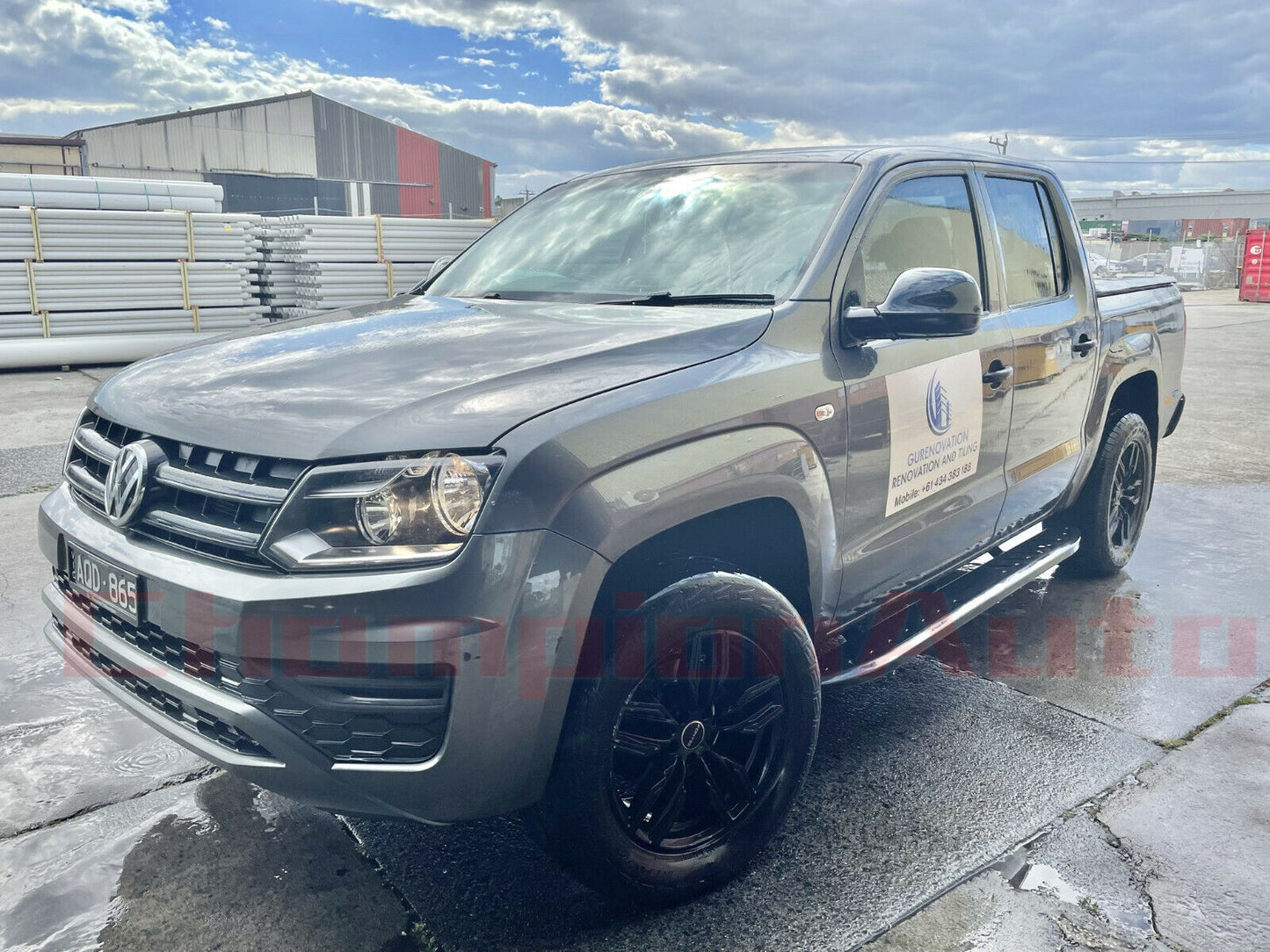A Pair Black Steel Side Steps Volkswagen Amarok Dual Cab 2010-2022