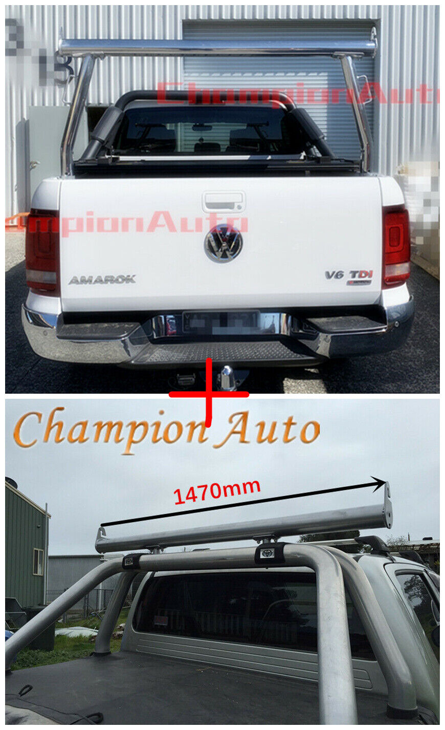 Polished Silver Alloy Ladder Rack WITH Extension Bar for VW Amarok 2010-2022