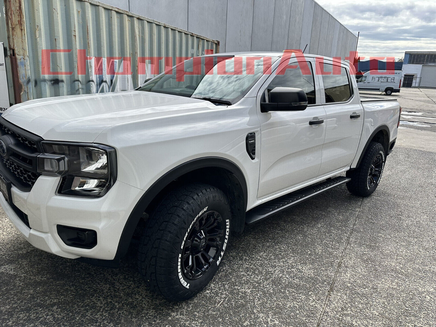 Black Steel Side Steps For Next Gen Ford RANGER Dual CAB 2022-2024 (Shark Bar)