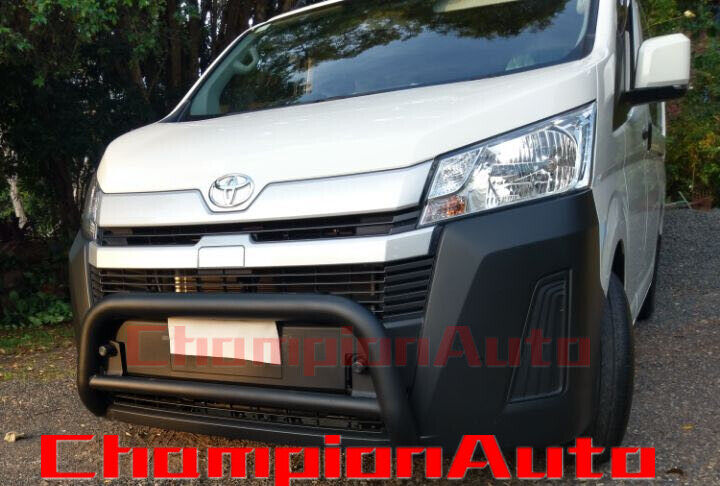 Matt Black Steel Nudge Bar For the New Shape Toyota Hiace LWB 05/2019- 2024