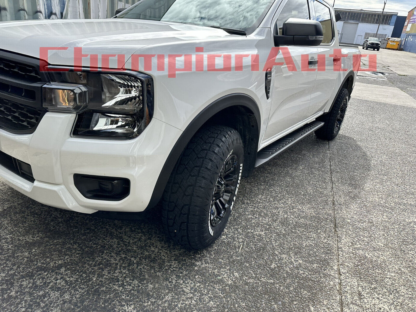 Black Steel Side Steps For Next Gen Ford RANGER Dual CAB 2022-2024 (Shark Bar)
