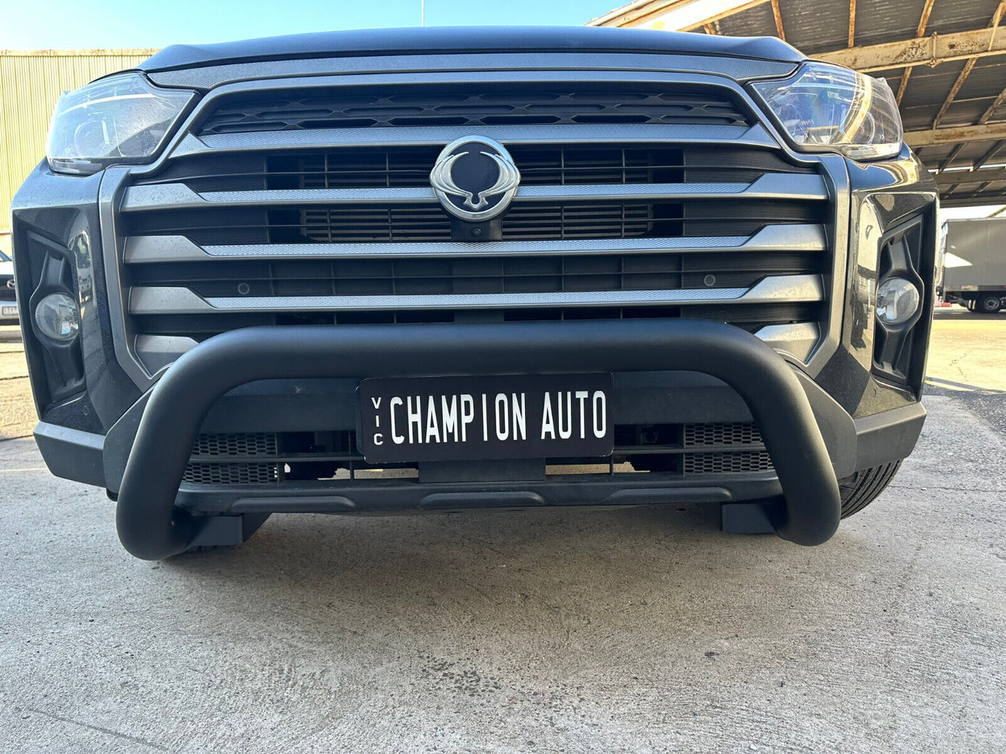 Black Steel Side Steps and Nudge Bar for SsangYong Musso 2018 - 2024