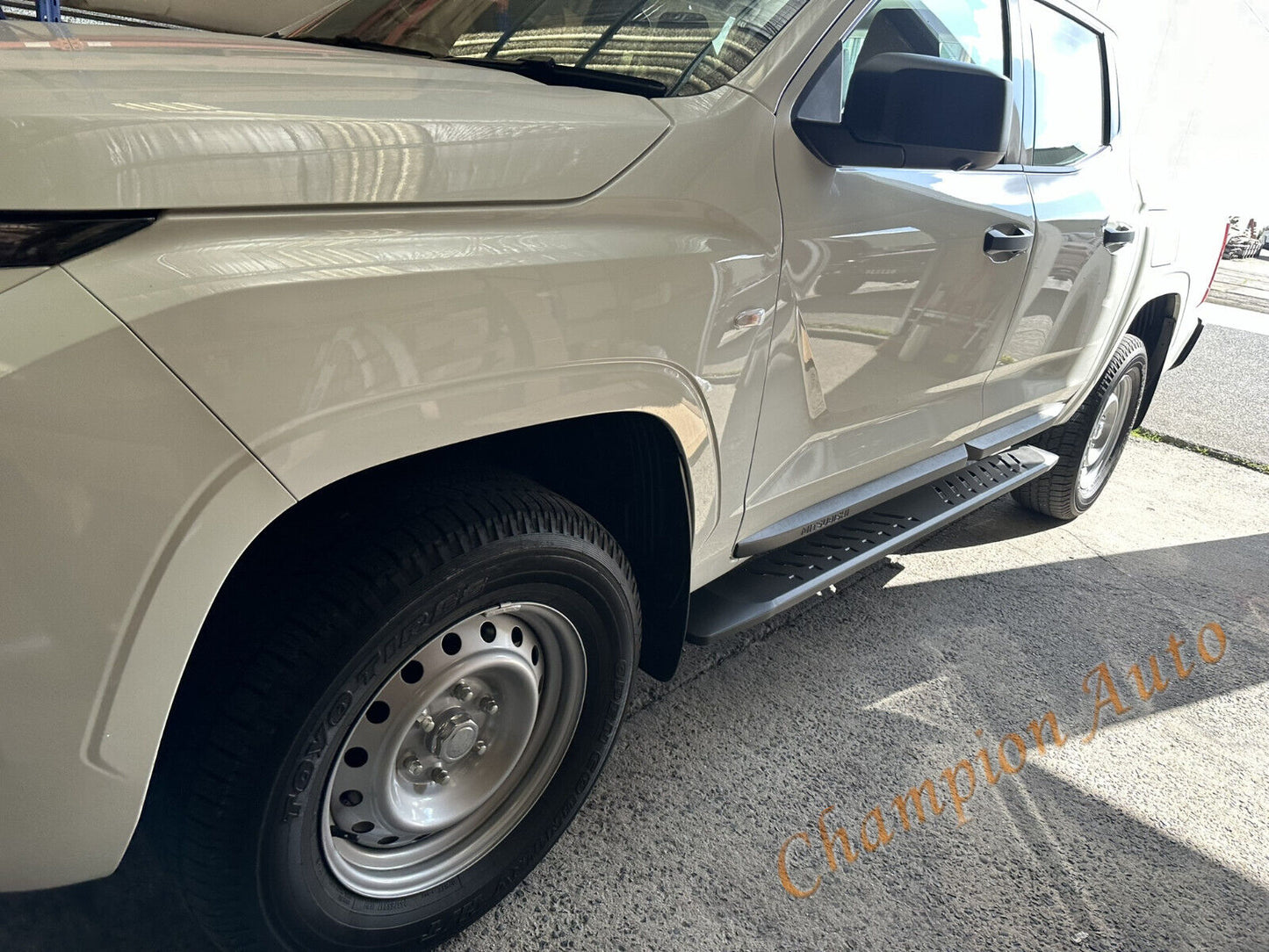 A Pair Black Steel side steps FOR All-New Mitsubishi Triton MV Dual Cab 2024+
