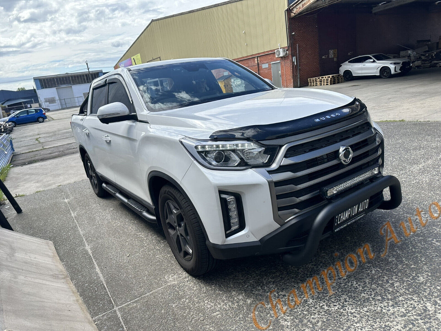 Black Steel Nudge Bar and Side Steps for SsangYong Musso Dual Cab 2018 - 2024