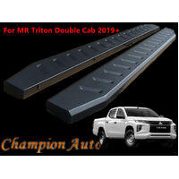 Double Cab Side Steps Black Powder Coated Steel FOR Mitsubishi Triton MR 2019+ 