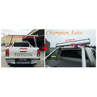 Polished Silver Alloy Ladder Rack + Extension Bar for Toyota Hilux 2000-2014 tub