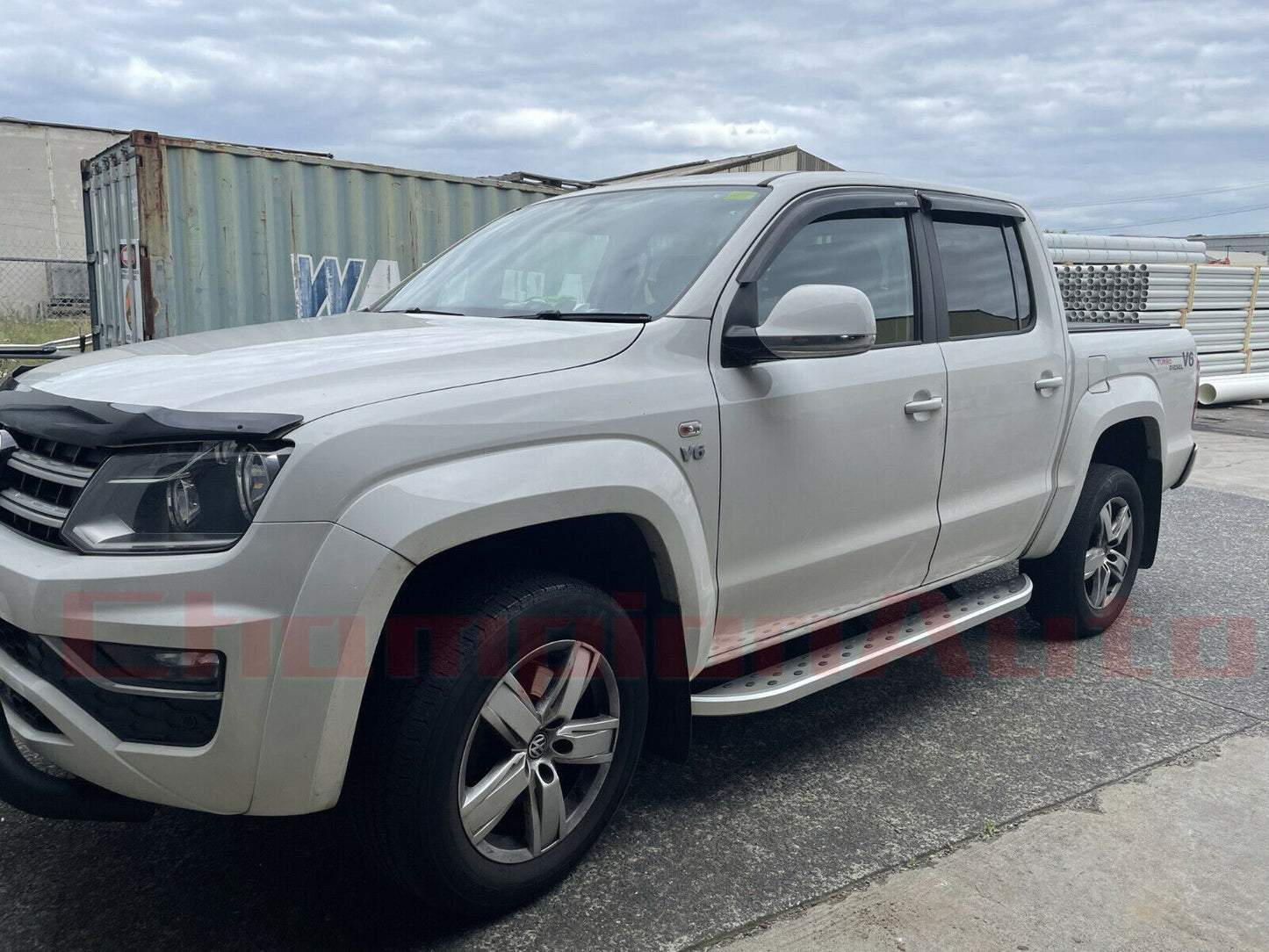 A pair of Silver Side Steps Running Boards Aluminium For Amarok  2010- 2022
