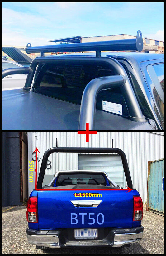 Black Steel Ladder Rack + Extension Bar for Mazda BT50 2012-2020