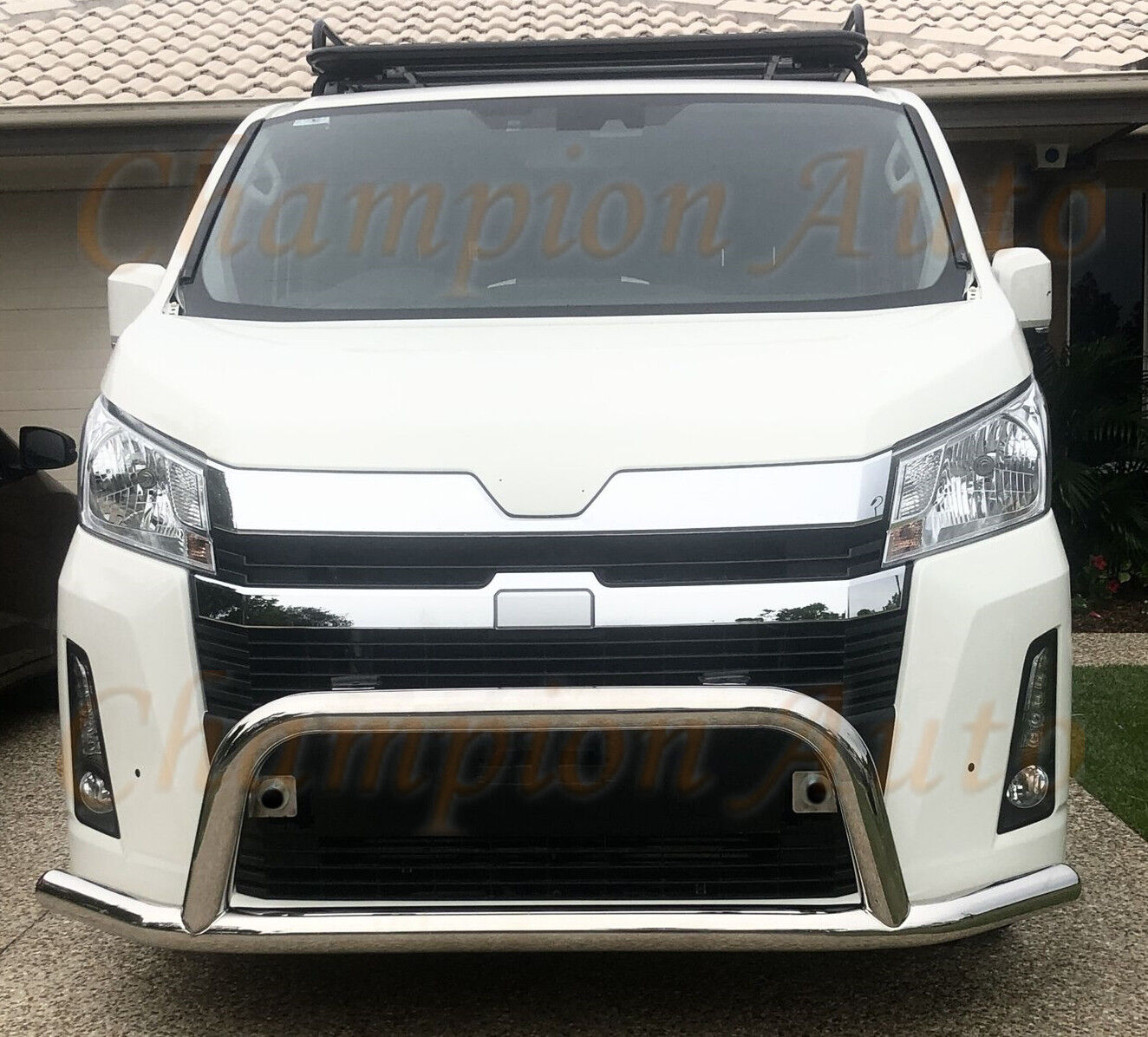 WIDE Stainless Steel Silver Nudge Bar For New Toyota Hiace SLWB 05/2019 -2024