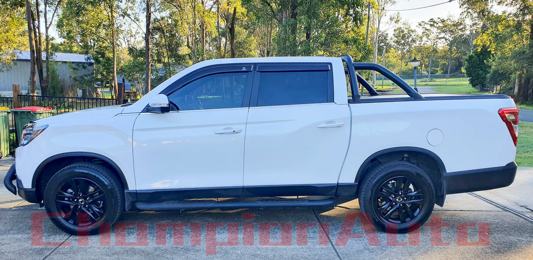 Black Steel Heavy Duty Side Steps for SsangYong Musso Dual Cab 2018 - 2024