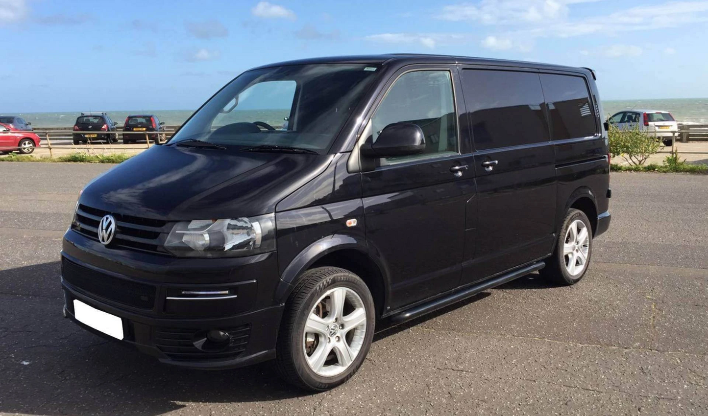 To Fit 2015+ Volkswagen Transporter T6 / Caravelle SWB Curved Side Bars BLACK