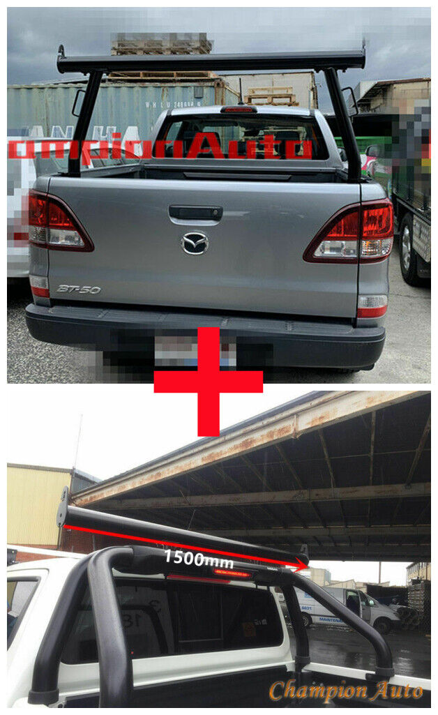 BLACK Alloy Ladder Rack WITH Extension Bar for Mazda BT50 BT-50 2012-2020