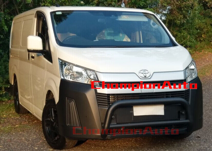 Matt Black Steel Nudge Bar For the New Shape Toyota Hiace LWB 05/2019- 2024