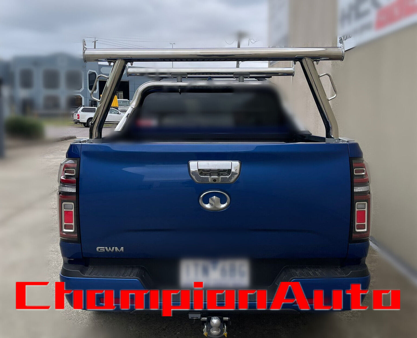 Polished Chrome Ladder Rack with extension bar for GWM Cannon 2021-2024 tub
