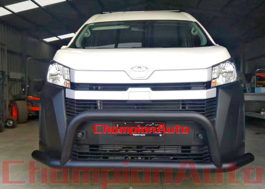 WIDE Matt Black Steel Nudge Bar For the New Toyota Hiace SLWB  05/2019- 2024