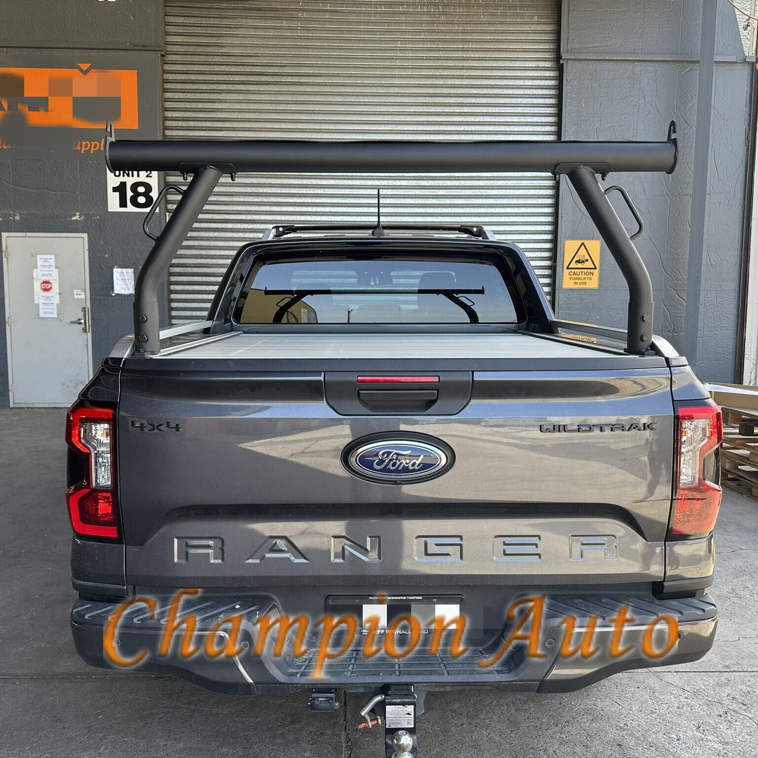 Black Ladder Rack FOR NEXT GEN Ford Ranger Wildtrak Roller Cover Track ...