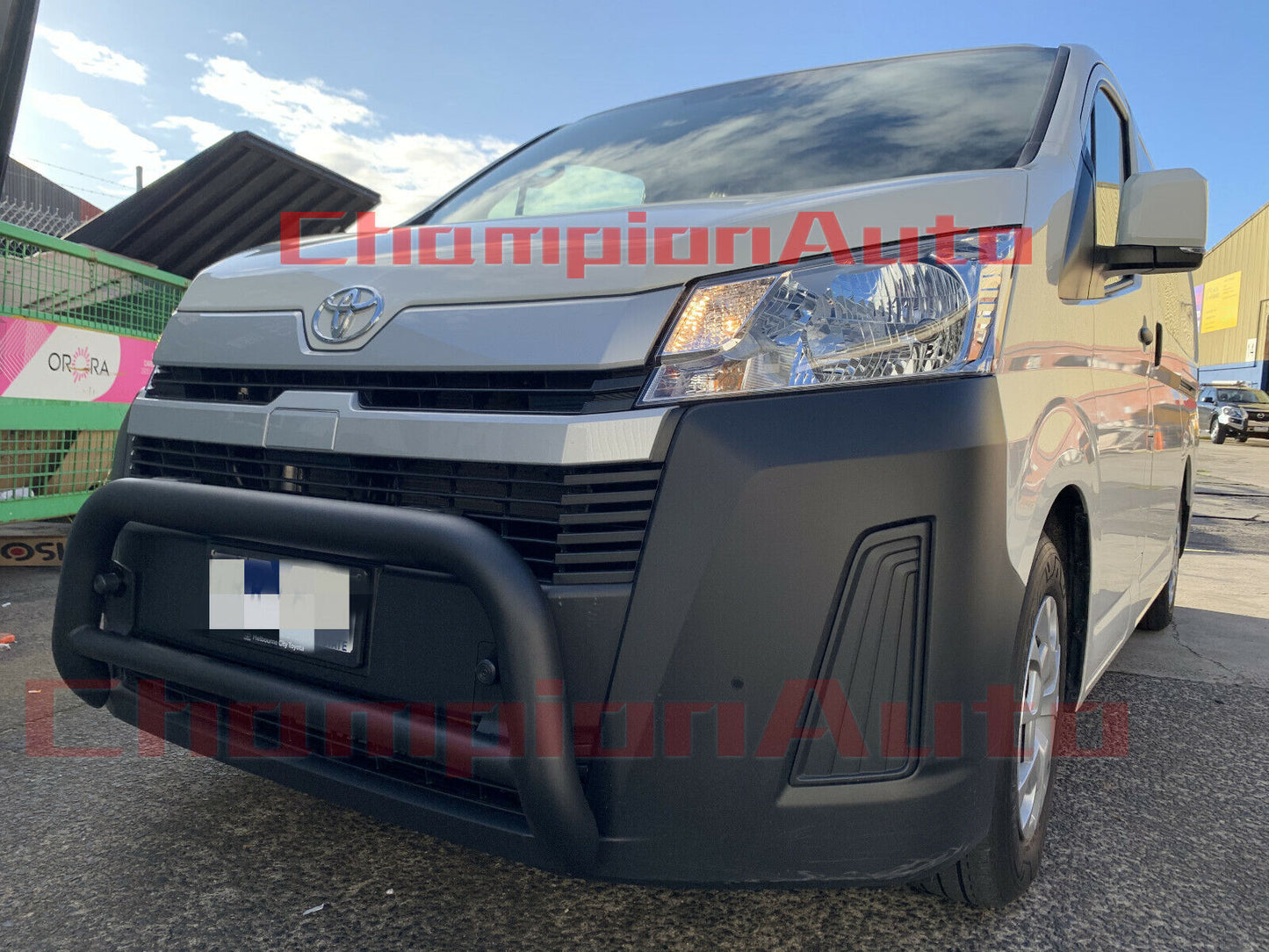 Matt Black Steel Nudge Bar For the New Shape Toyota Hiace SLWB 05/2019- 2024