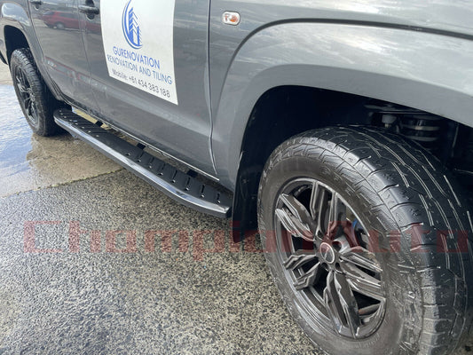 A Pair Black Steel Side Steps Volkswagen Amarok Dual Cab  2010-2022