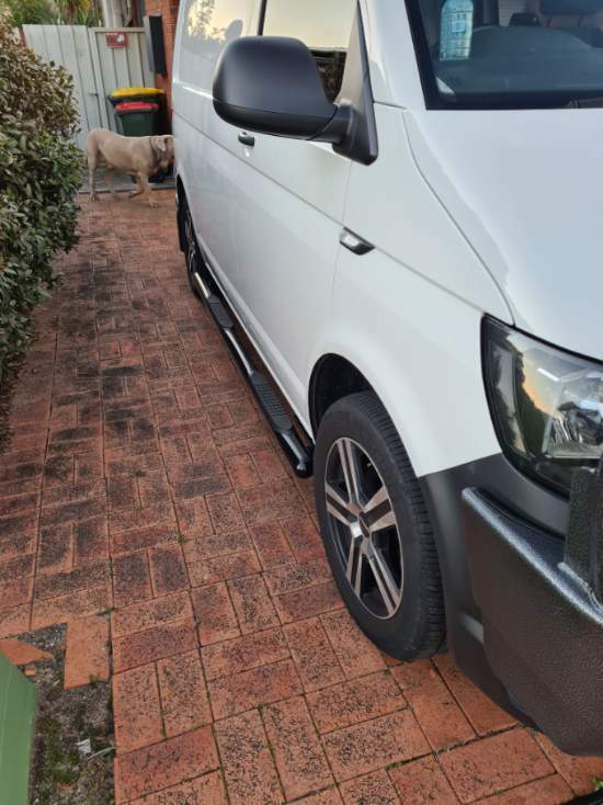 VW T6  TRANSPORTER CARAVELLE MULTIVAN SWB BLACK RUNNING BOARDS SIDE STEPS
