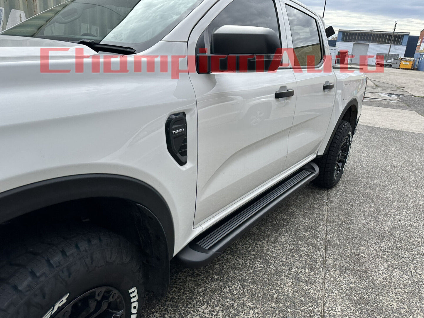 A PAIR Black Side Steps For NEXT GEN Ford Ranger Dual Cab 2022-2024 (CBB)
