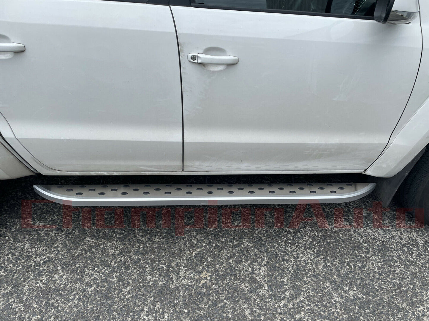 A pair of Silver Side Steps Running Boards Aluminium For Amarok  2010- 2022